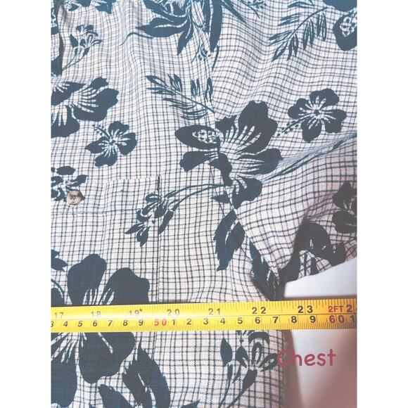 Bugle Boy Shirt Men's Medium Blue Gray Hawaiian Button Down Aloha Vintage - Picture 13 of 14
